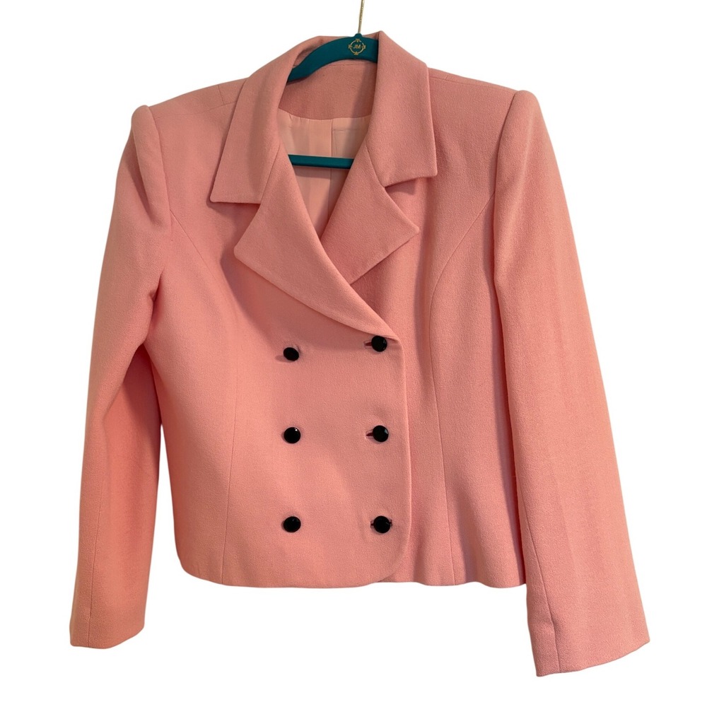 David Hayes Vintage Light Pink Double Breasted Cropped Blazer Jacket Size 8/10